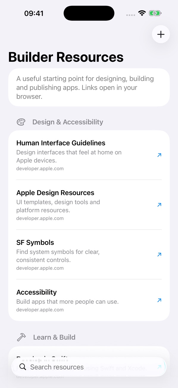 AppTrack.er built-in Apple design and development resources