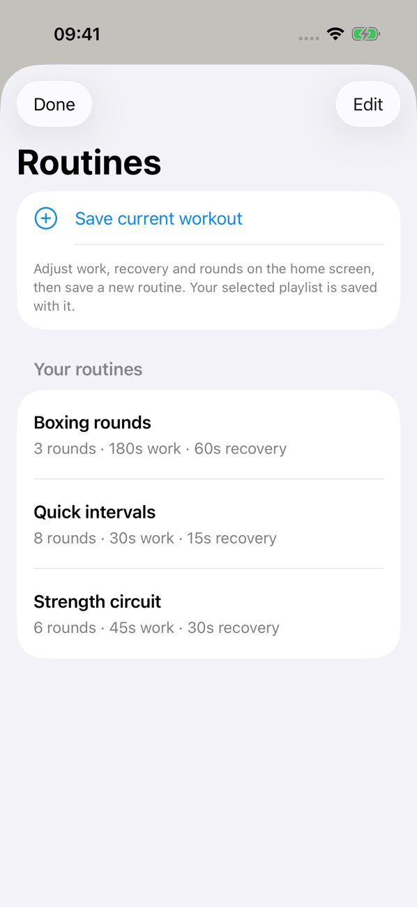 Jim Bro routines screen