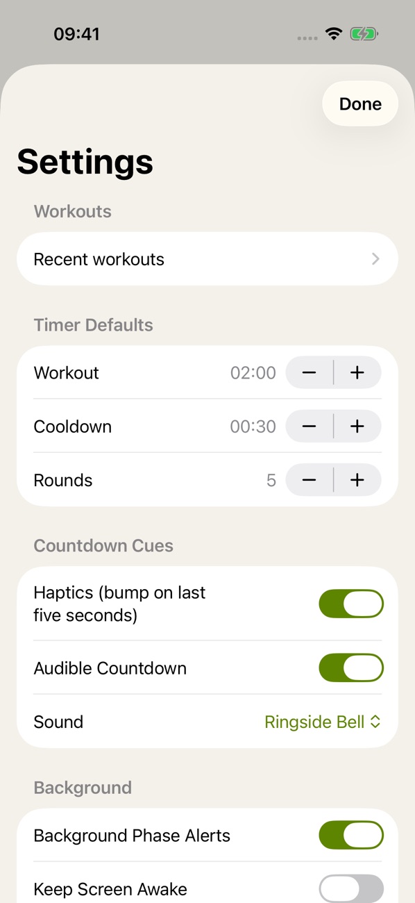 Jim Bro workout settings